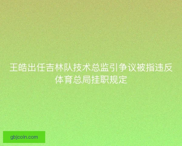 王皓出任吉林队技术总监引争议被指违反体育总局挂职规定